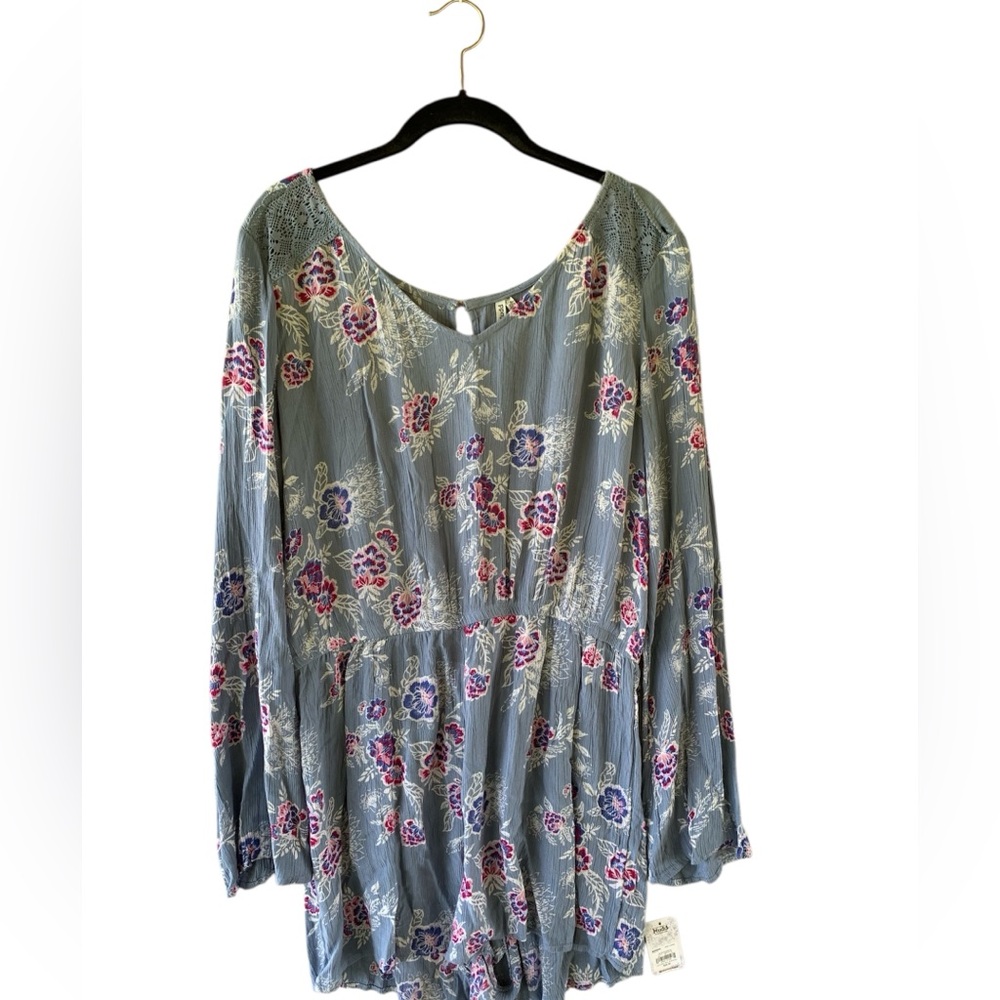 Mudd Blue Floral Long Sleeve Dress
